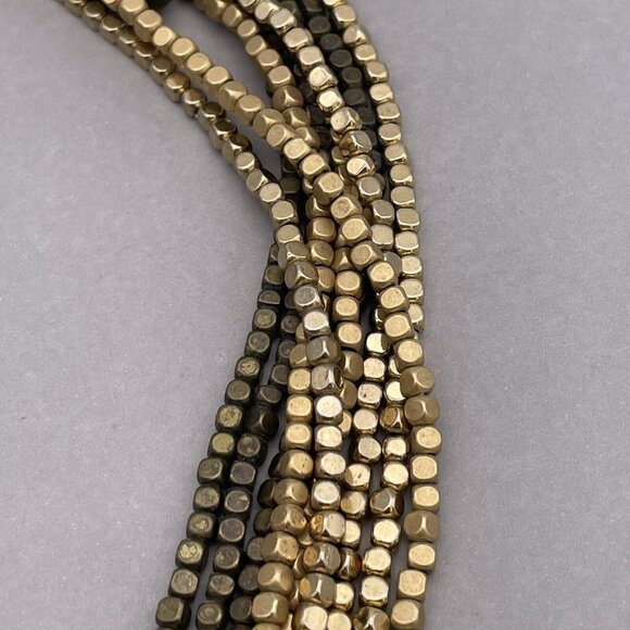 Chicos Multi Strand Two Tone Beaded Collar Statement Necklace 19 to 21 Inches - Picture 4 of 4